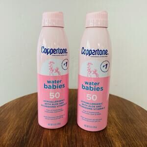 Coppertone Water Babies Spray Sunscreen SPF 50, 6 Oz, Lot Of 2 Sealed Exp 10/27